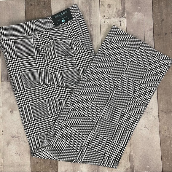 CYNTHIA ROWLEY Houndstooth High Rise Straight Leg Trouser Pants 8, 12 - Picture 4 of 16